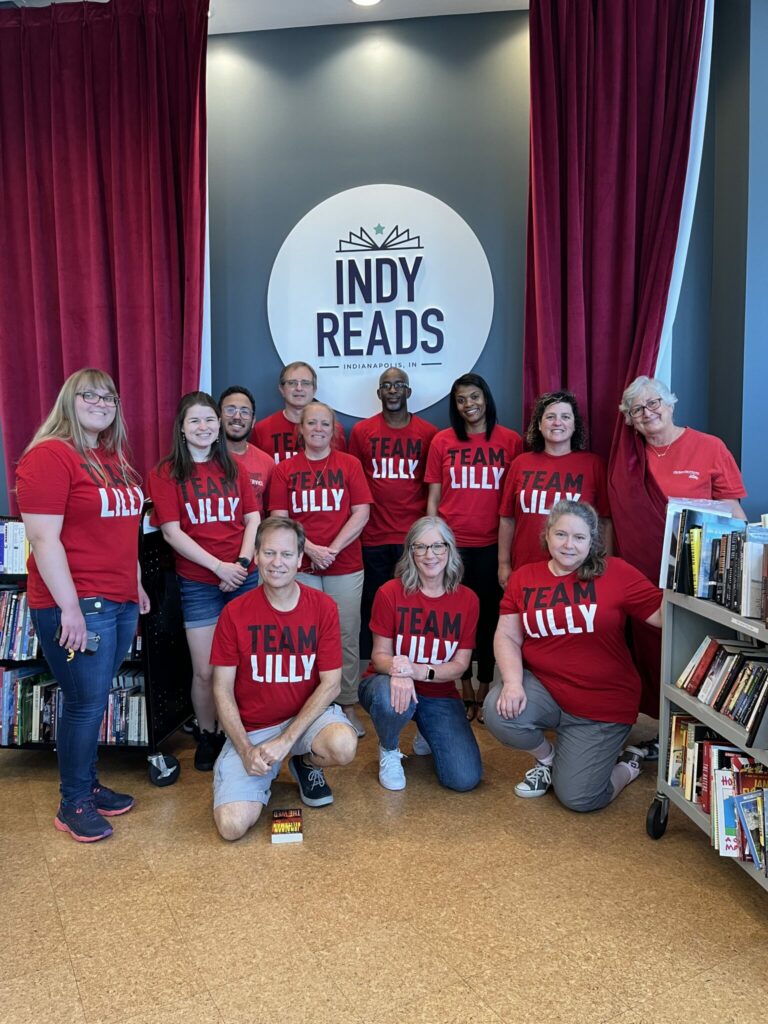 A group of employees from Eli Lilly volunteer at Indy Reads 