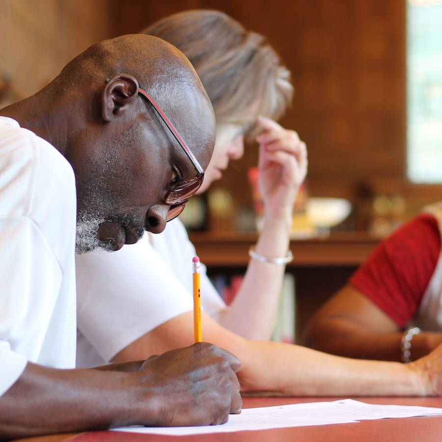 Students study and write at Indy Reads